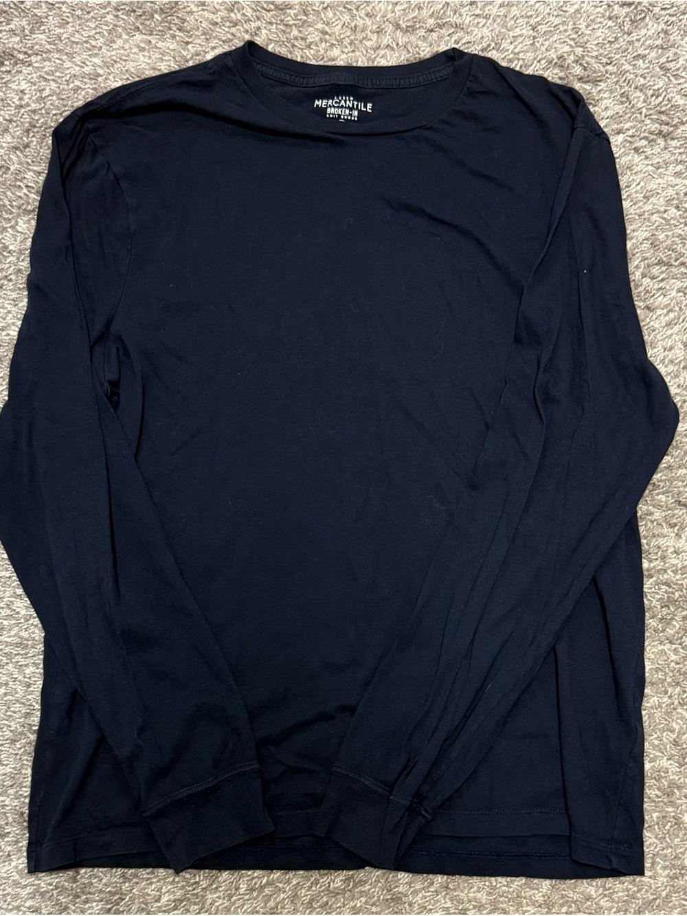 EUC Men’s J. Crew Mercantile Long Sleeve Crew Neck Tee, Navy, Size L